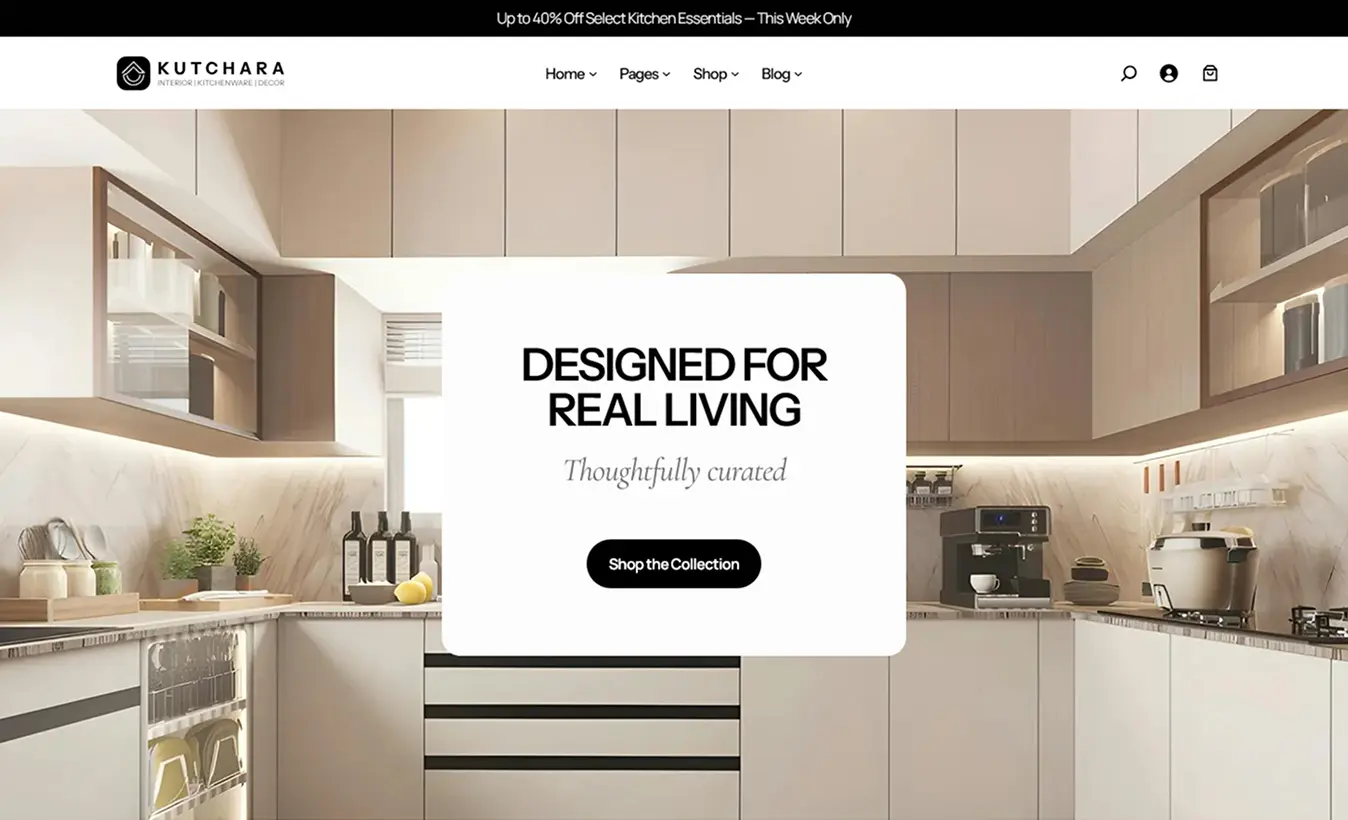 Kutchara WooCommerce kitchenware, interior, and décor stores.