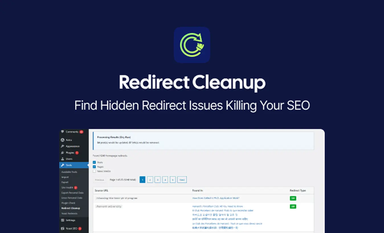 Redirect Cleanup SEO WordPress plugin